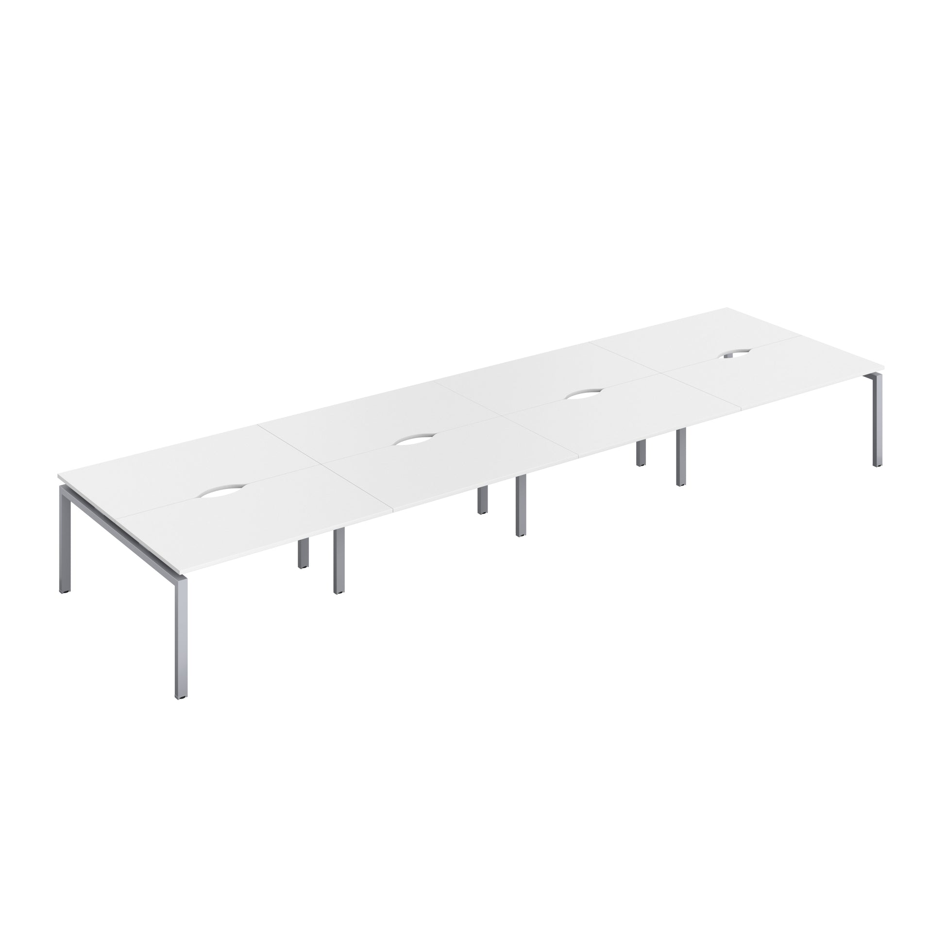 Telescopic Sliding Bench with Cut Out: 8 Person | 1400 X 600 | White/Silver