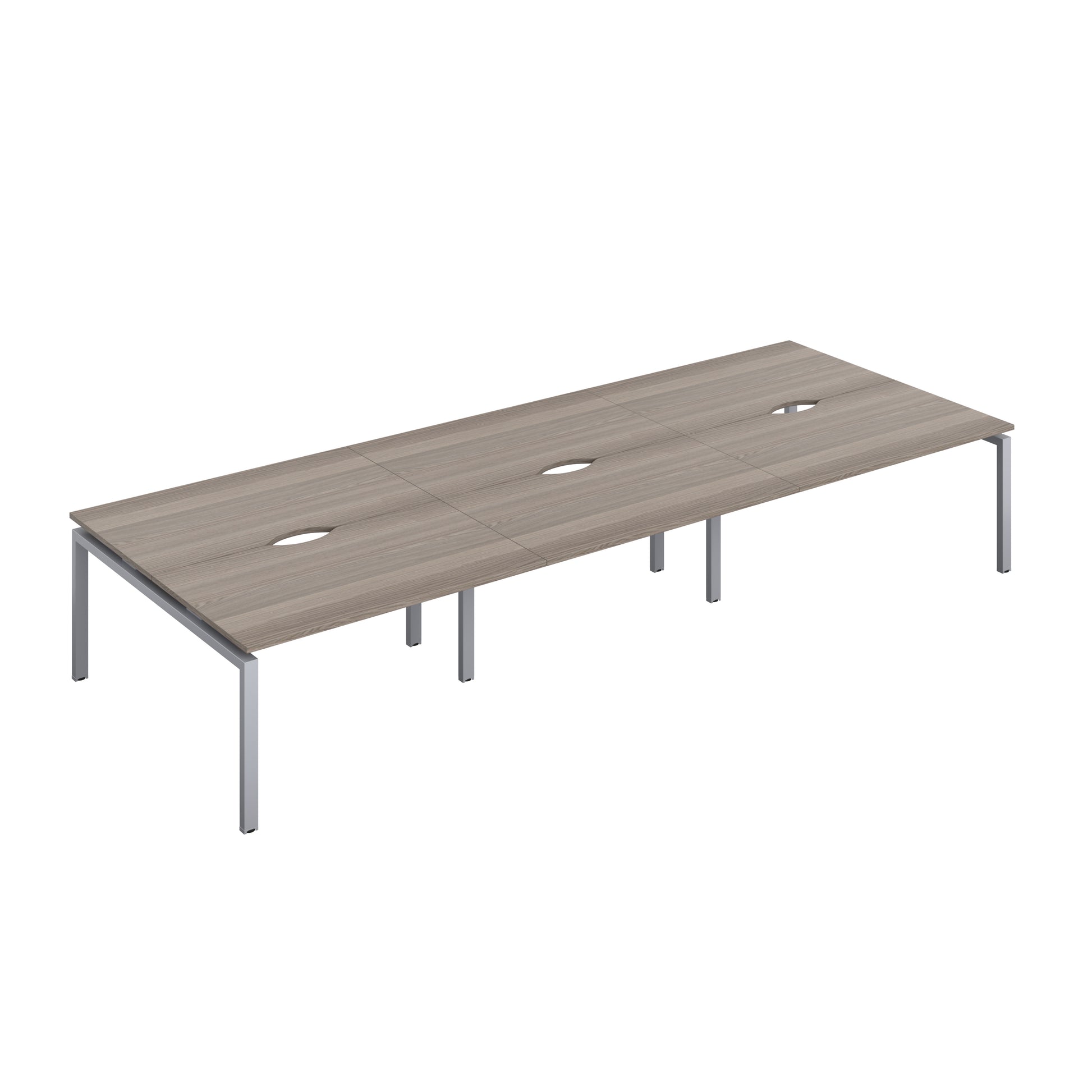 Telescopic Bench with Cut Out: 6 Person | 1400 X 800 | Grey Oak/Silver