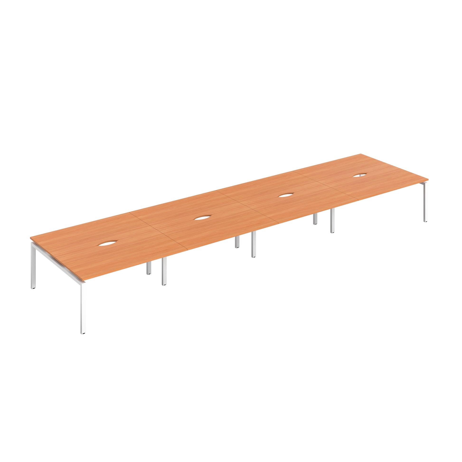 Telescopic Sliding Bench with Cut Out: 8 Person | 1600 X 800 | Beech/White