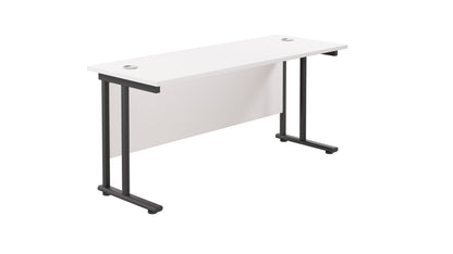 Twin Upright Rectangular Desk: 600mm Deep | 1600X600 | White/Black