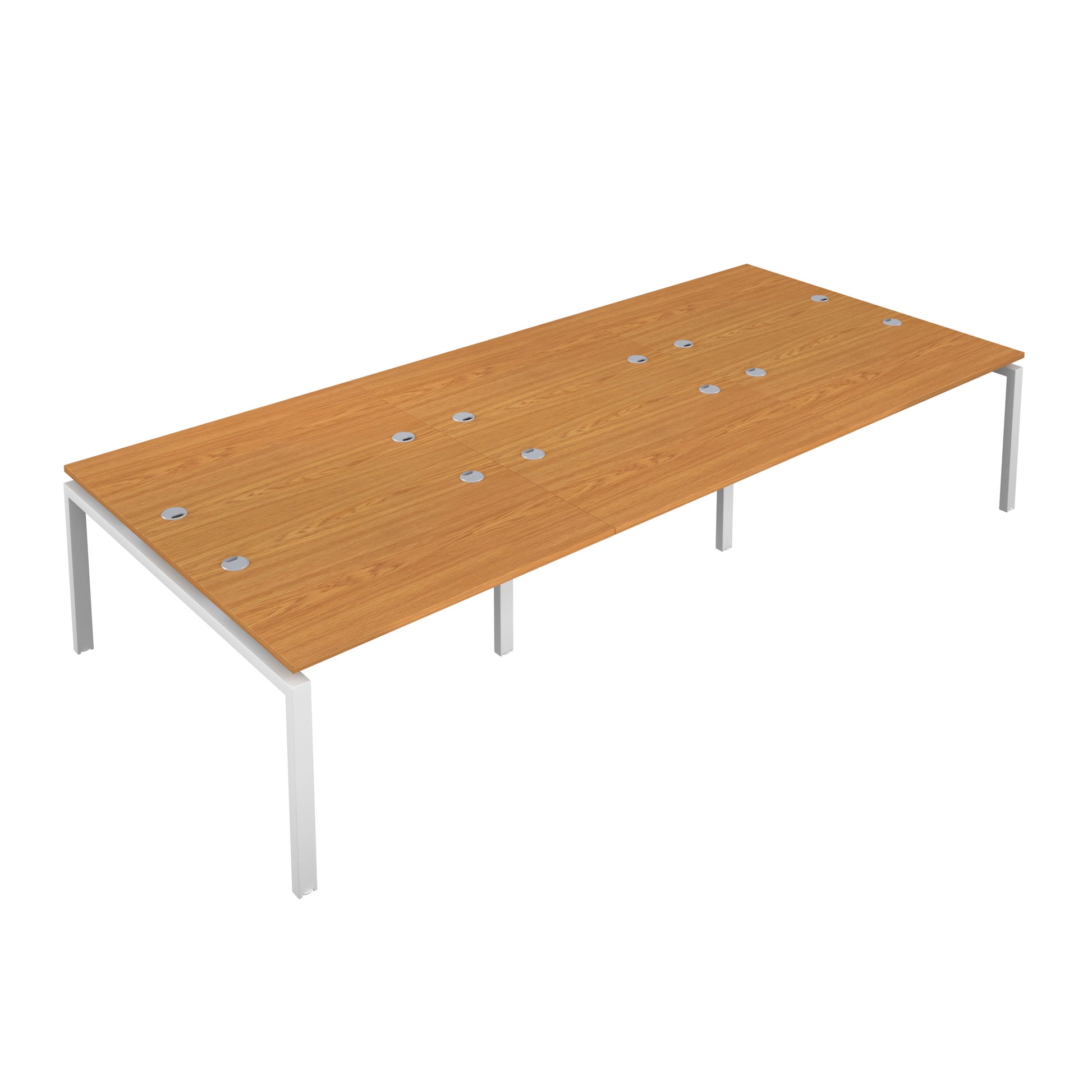 Telescopic Sliding Bench with Cable Ports: 6 Person | 1400 X 600 | Nova Oak/White