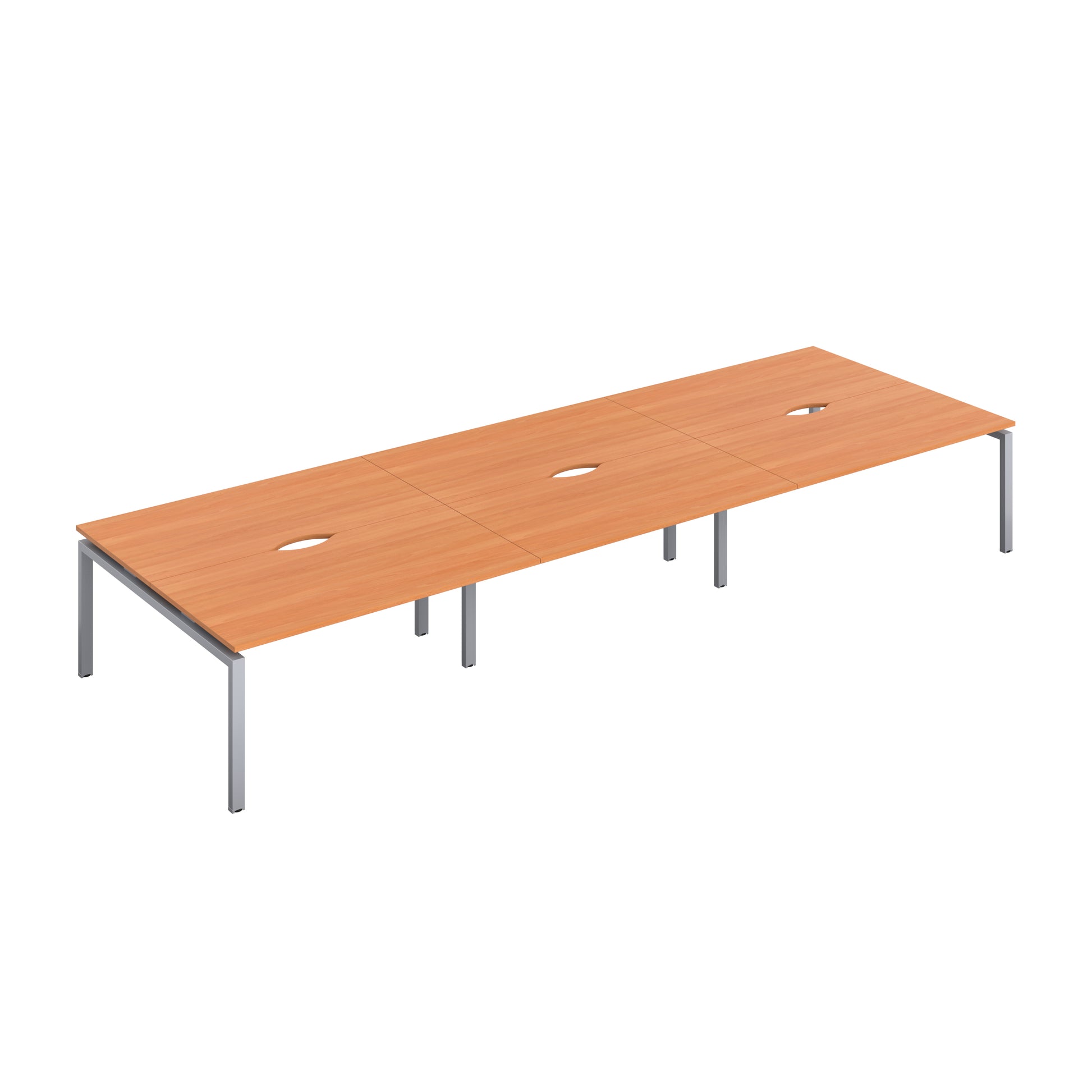 Telescopic Bench with Cut Out: 6 Person | 1600 X 800 | Beech/Silver
