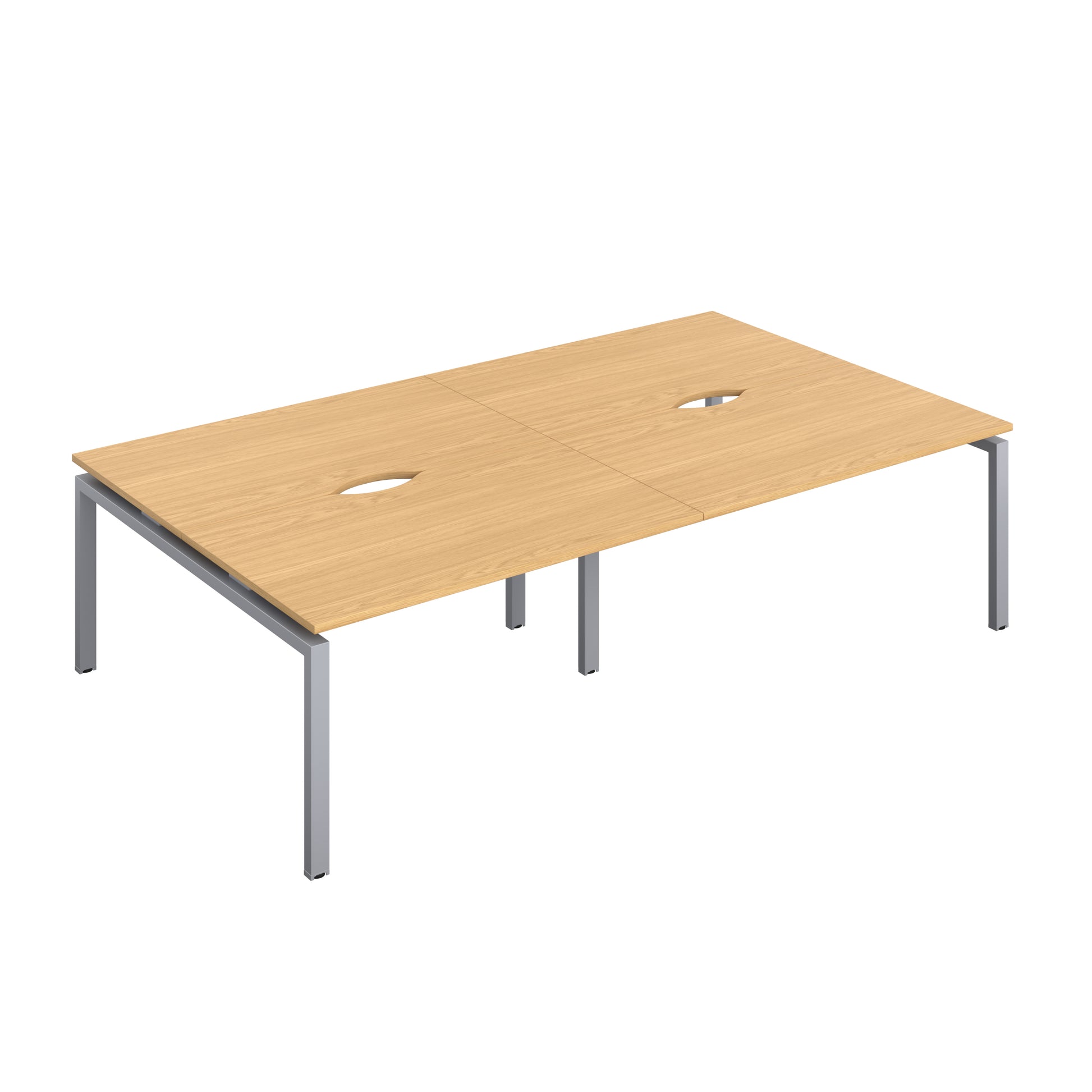 Telescopic Sliding Bench with Cut Out: 4 Person | 1400 X 800 | Nova Oak/Silver