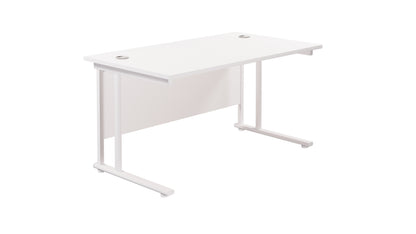 Twin Upright Rectangular Desk: 800mm Deep | 1400X800 | White/White