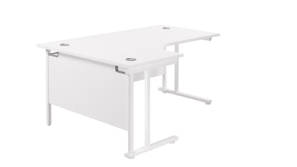 Twin Upright Left Hand Radial Desk | 1800X1200 | White/White