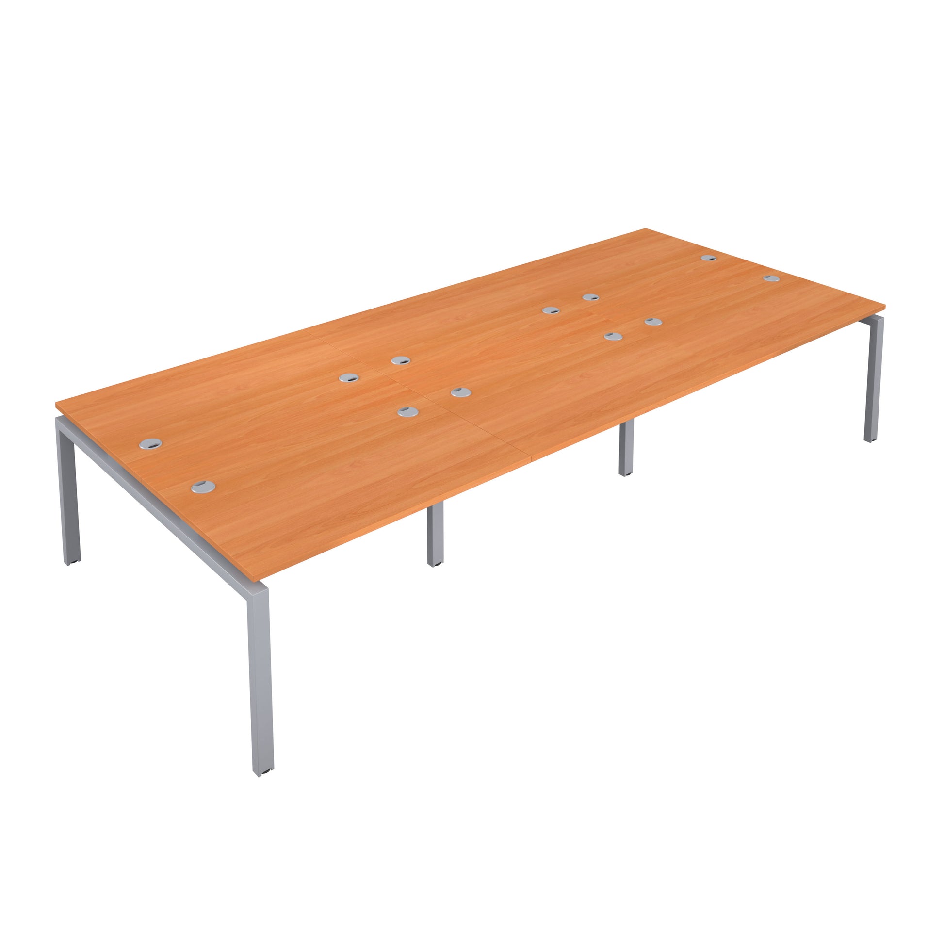 Telescopic Sliding Bench with Cable Ports: 6 Person | 1600 X 600 | Beech/Silver