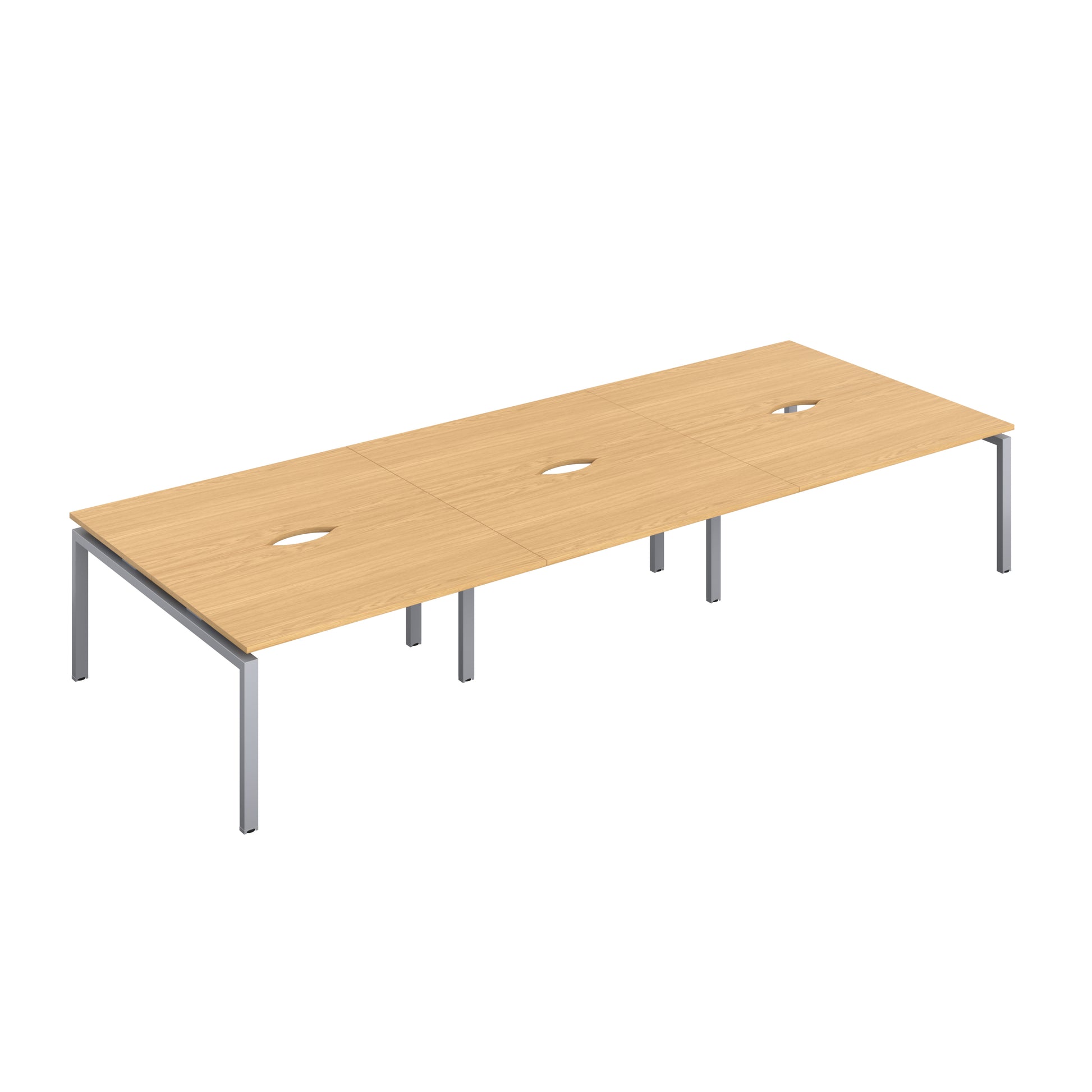 Telescopic Bench with Cut Out: 6 Person | 1400 X 800 | Nova Oak/Silver