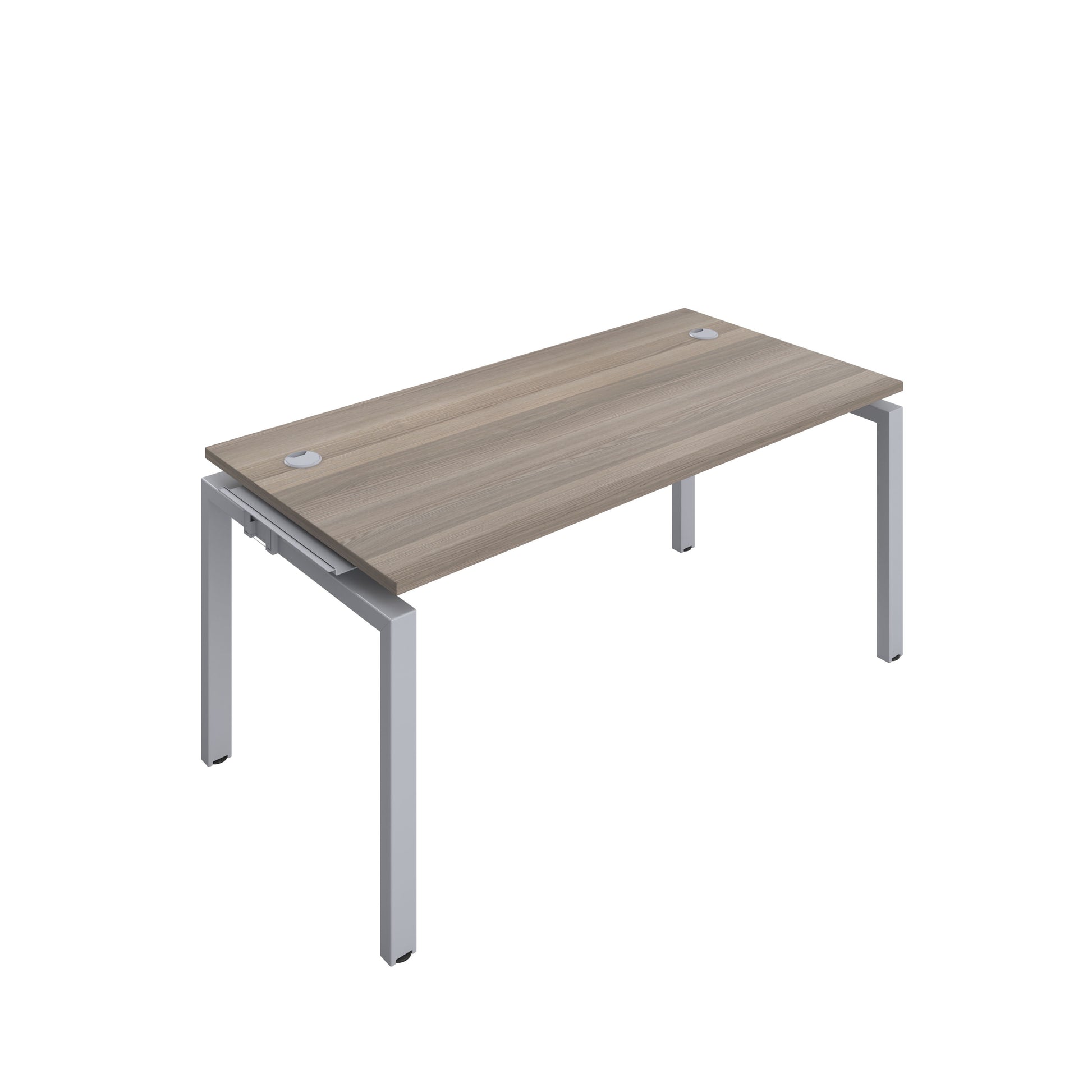 Telescopic Sliding Bench Extension with Cable Ports: 1 Person | 1600 X 600 | Grey Oak/Silver