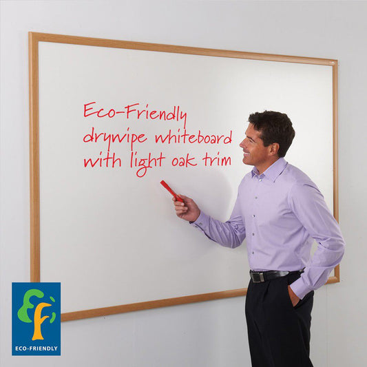 WriteOn® Eco-friendly Whiteboard - light oak effect frame