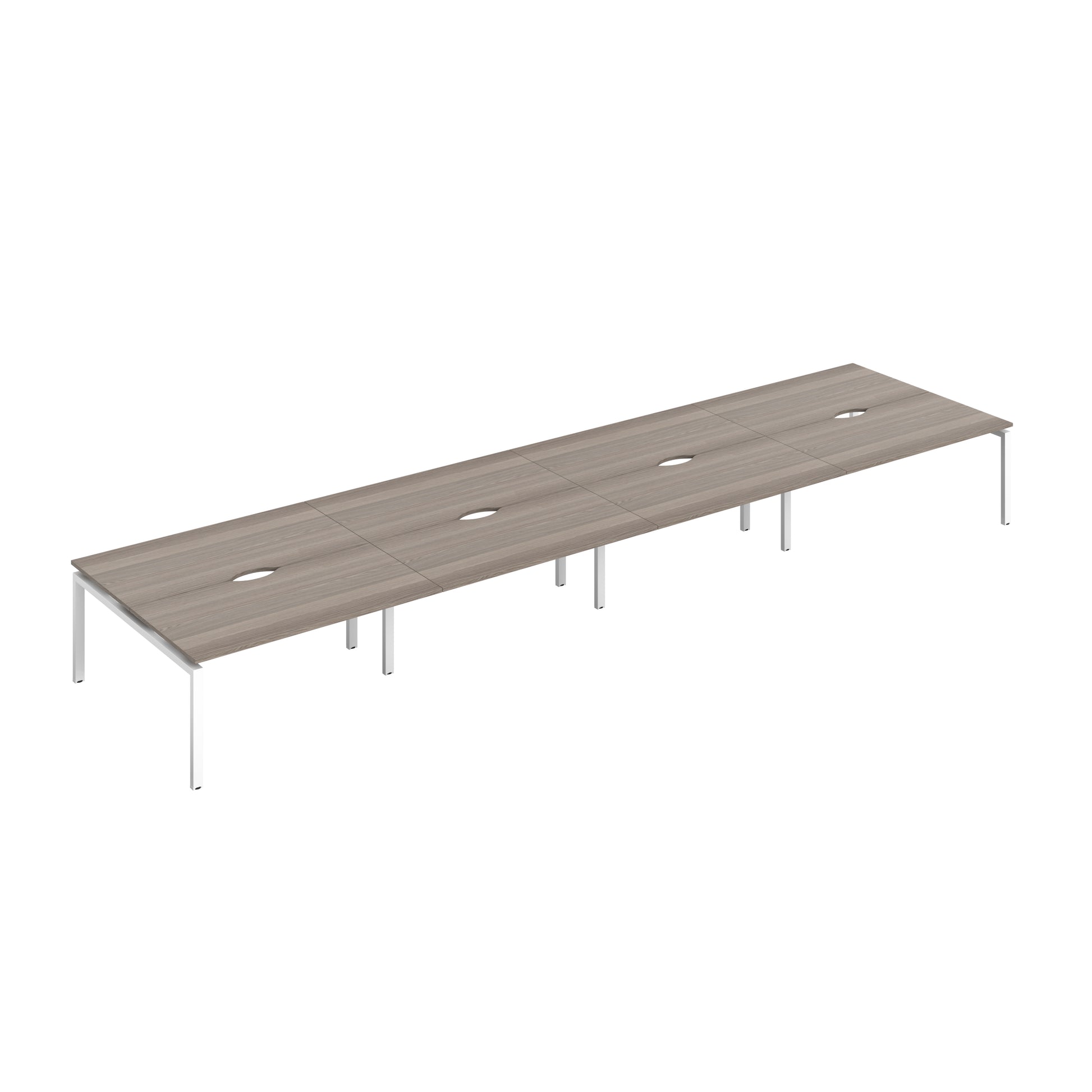 Telescopic Sliding Bench with Cut Out: 8 Person | 1600 X 600 | Grey Oak/White