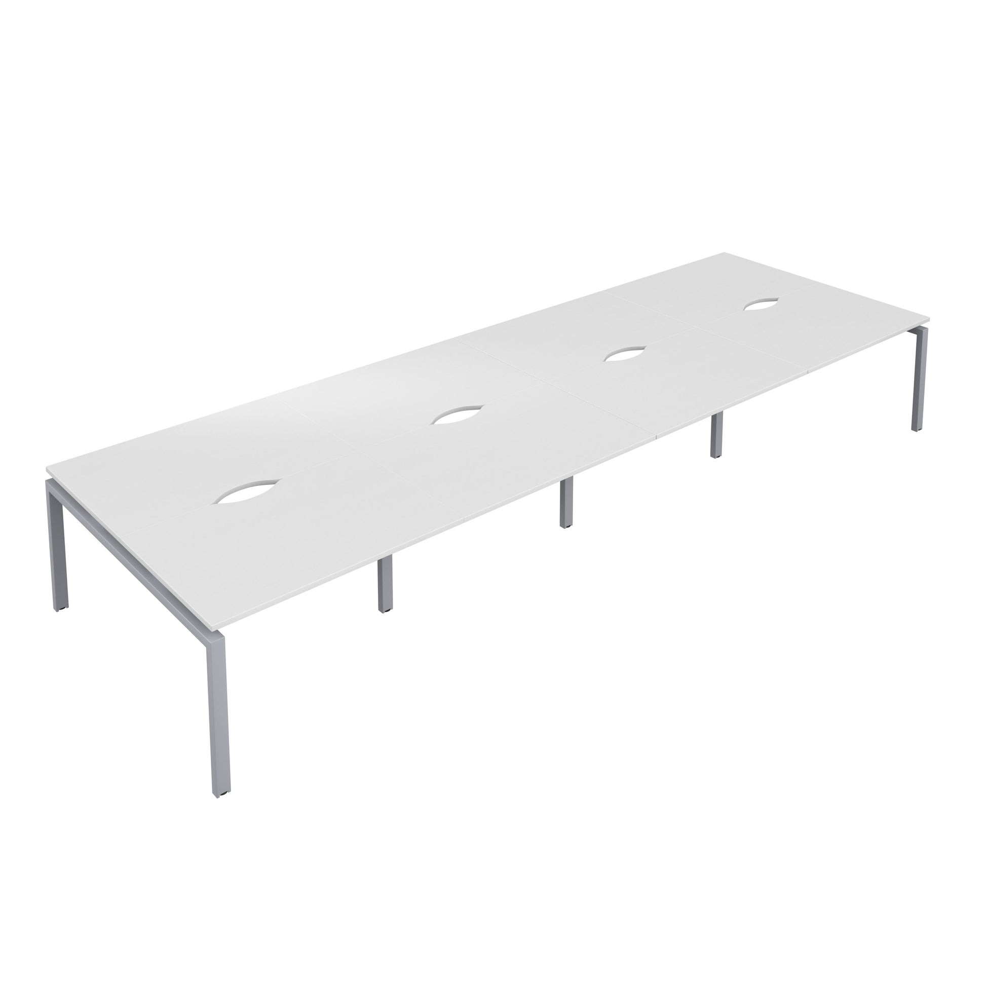 Telescopic Sliding Bench with Cut Out: 8 Person | 1200 X 800 | White/Silver