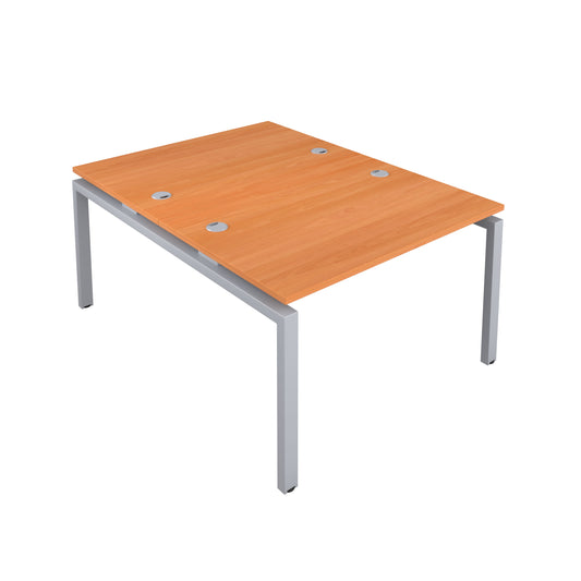 Telescopic Sliding Bench with Cable Ports: 2 Person | 1200 X 600 | Beech/Silver