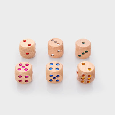 Wooden Jewel Dice - Pk6