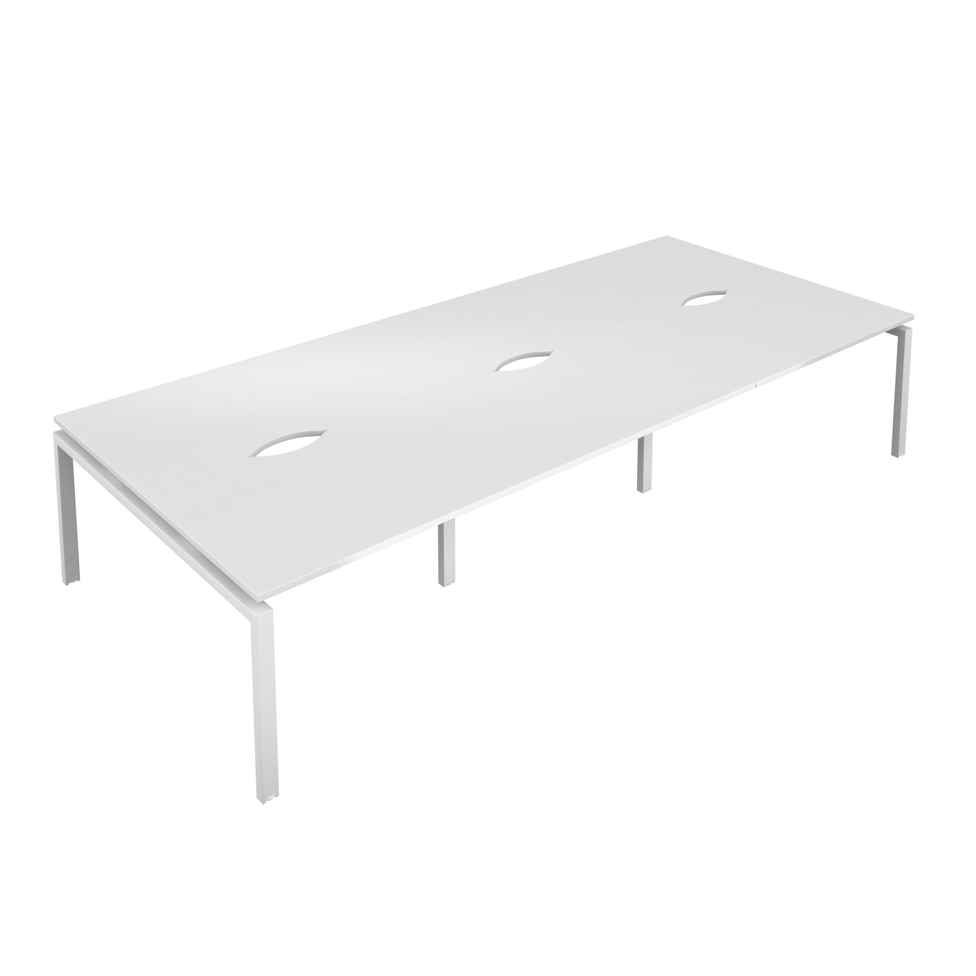 Telescopic Bench with Cut Out: 6 Person | 1200 X 600 | White/White
