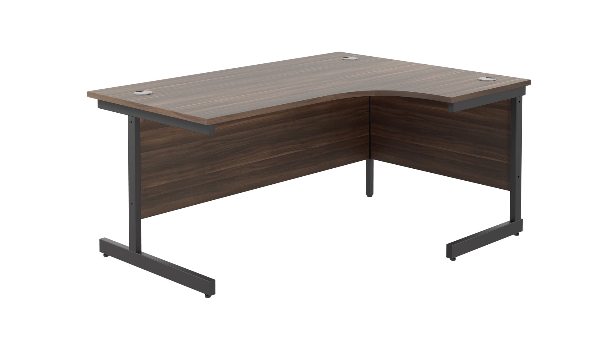 Single Upright Right Hand Radial Desk | 1600X1200 | Dark Walnut/Black