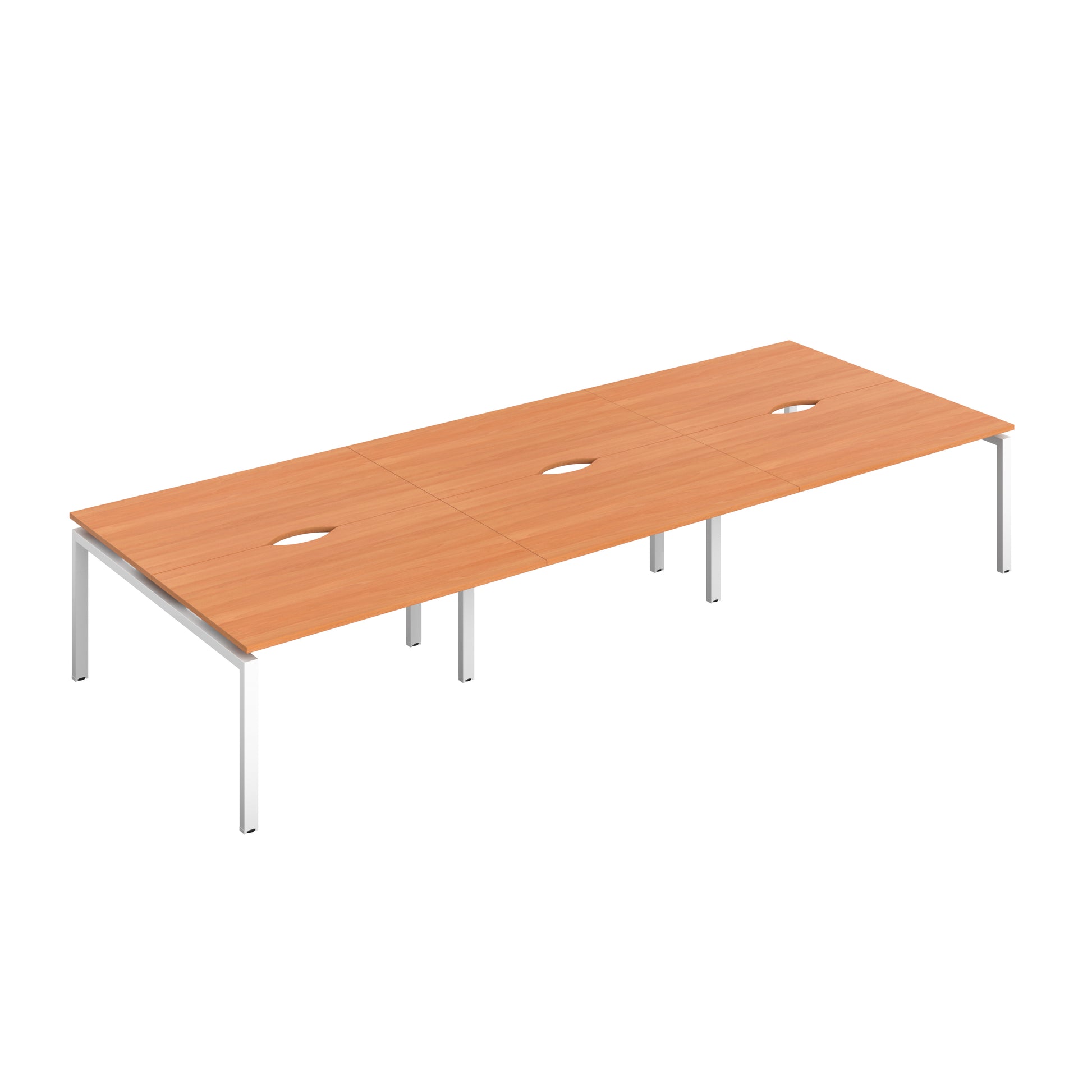 Telescopic Bench with Cut Out: 6 Person | 1400 X 800 | Beech/White