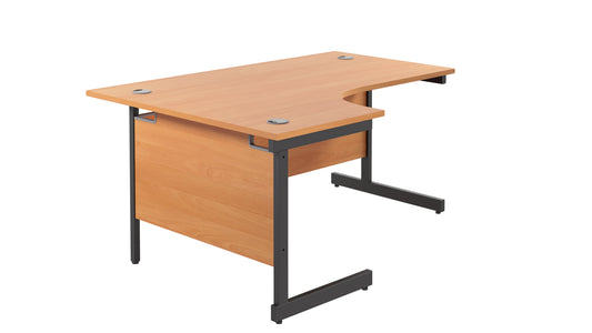 Single Upright Left Hand Radial Desk | 1600X1200 | Beech/Black