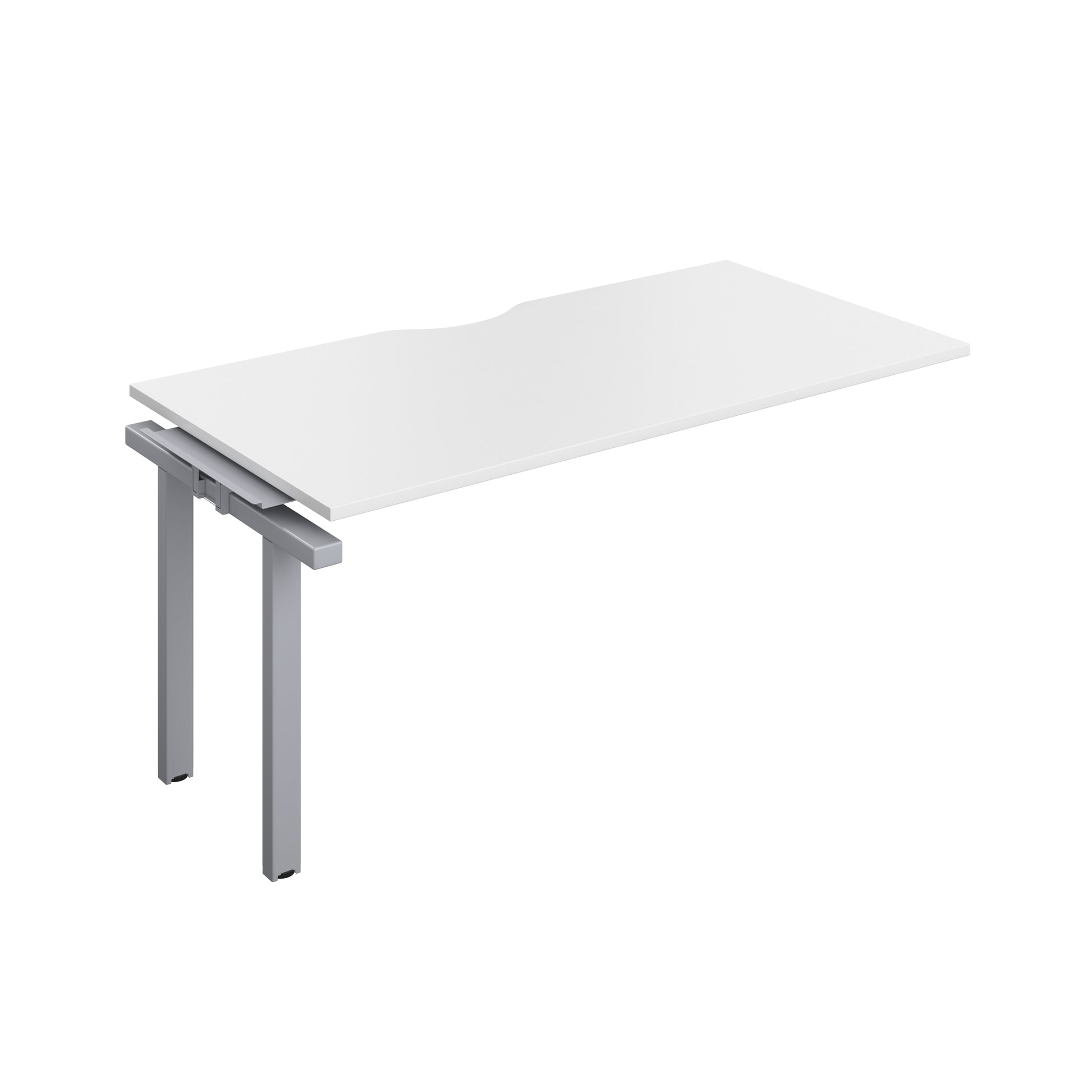 Telescopic Sliding Bench Extension with Cut Out: 1 Person | 1600 X 600 | White/Silver