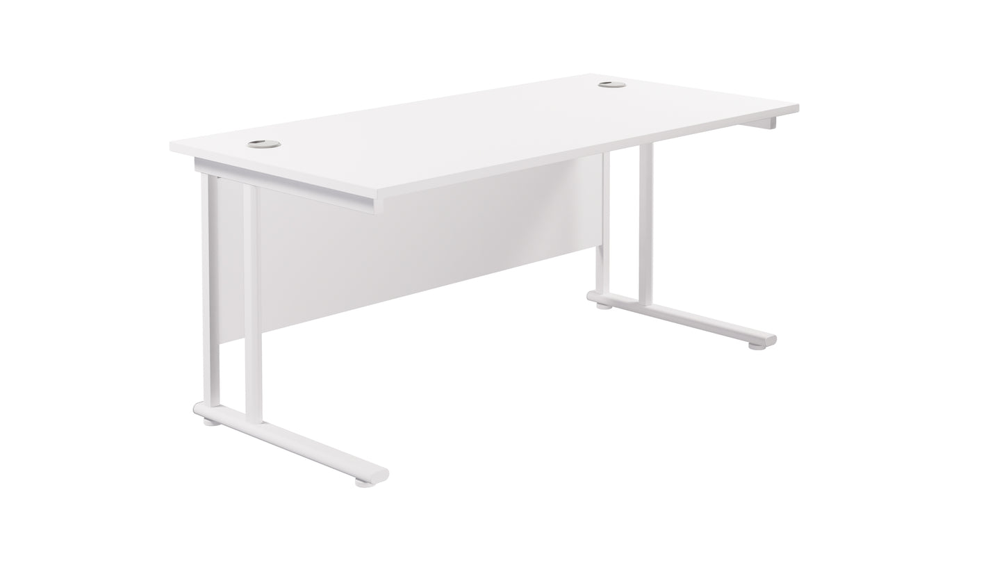 Twin Upright Rectangular Desk: 800mm Deep | 1800X800 | White/White