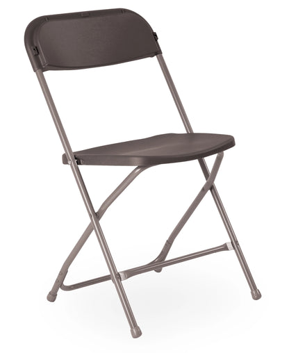 Charcoal flat back folding chair on a white background