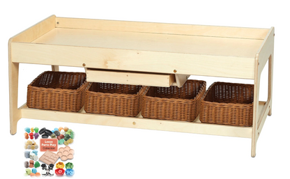 Millhouse Early Years Investigative Play Table and 4 Baskets plus Loose Parts Collection