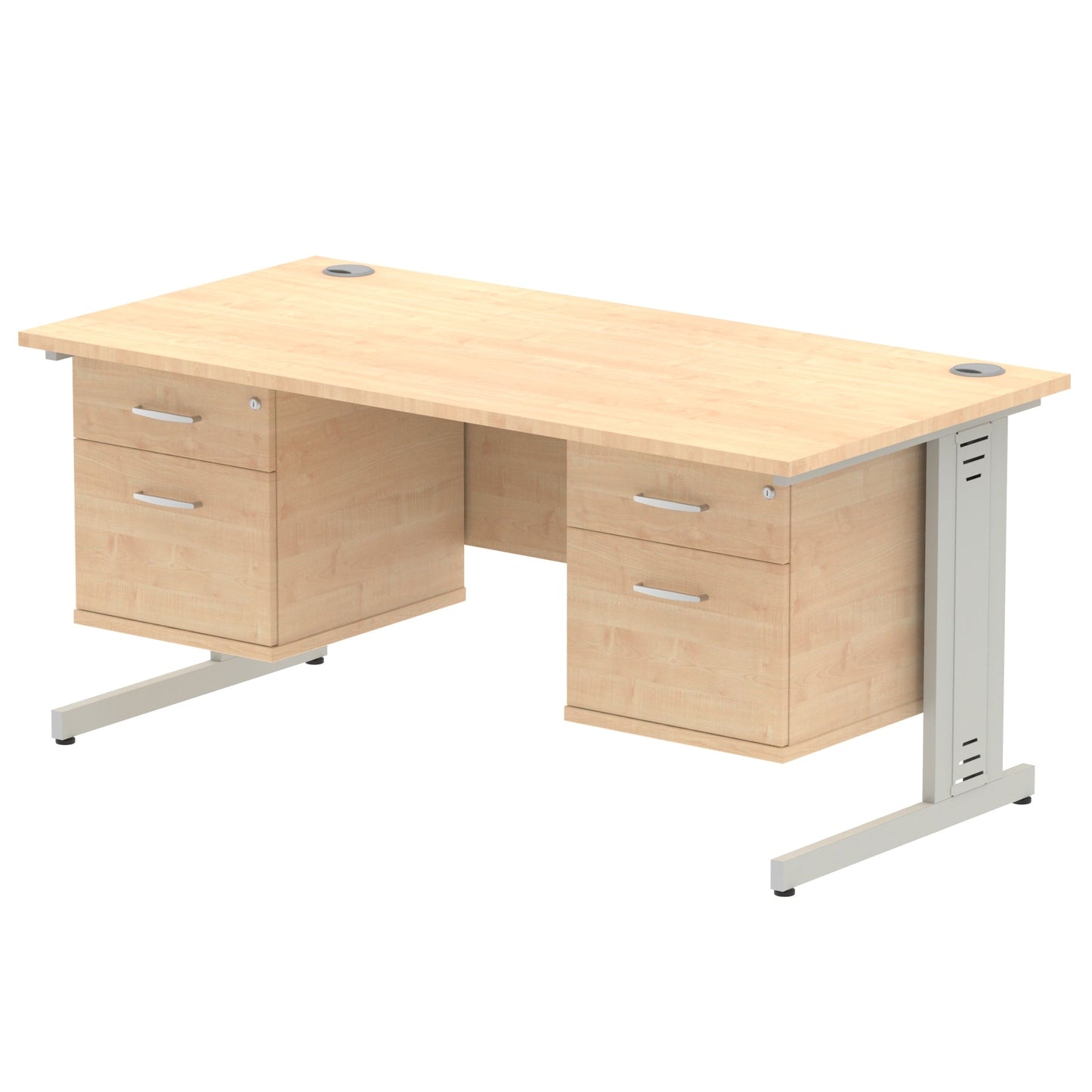Impulse 1600mm Cable Managed Straight Desk With Fixed Pedestal