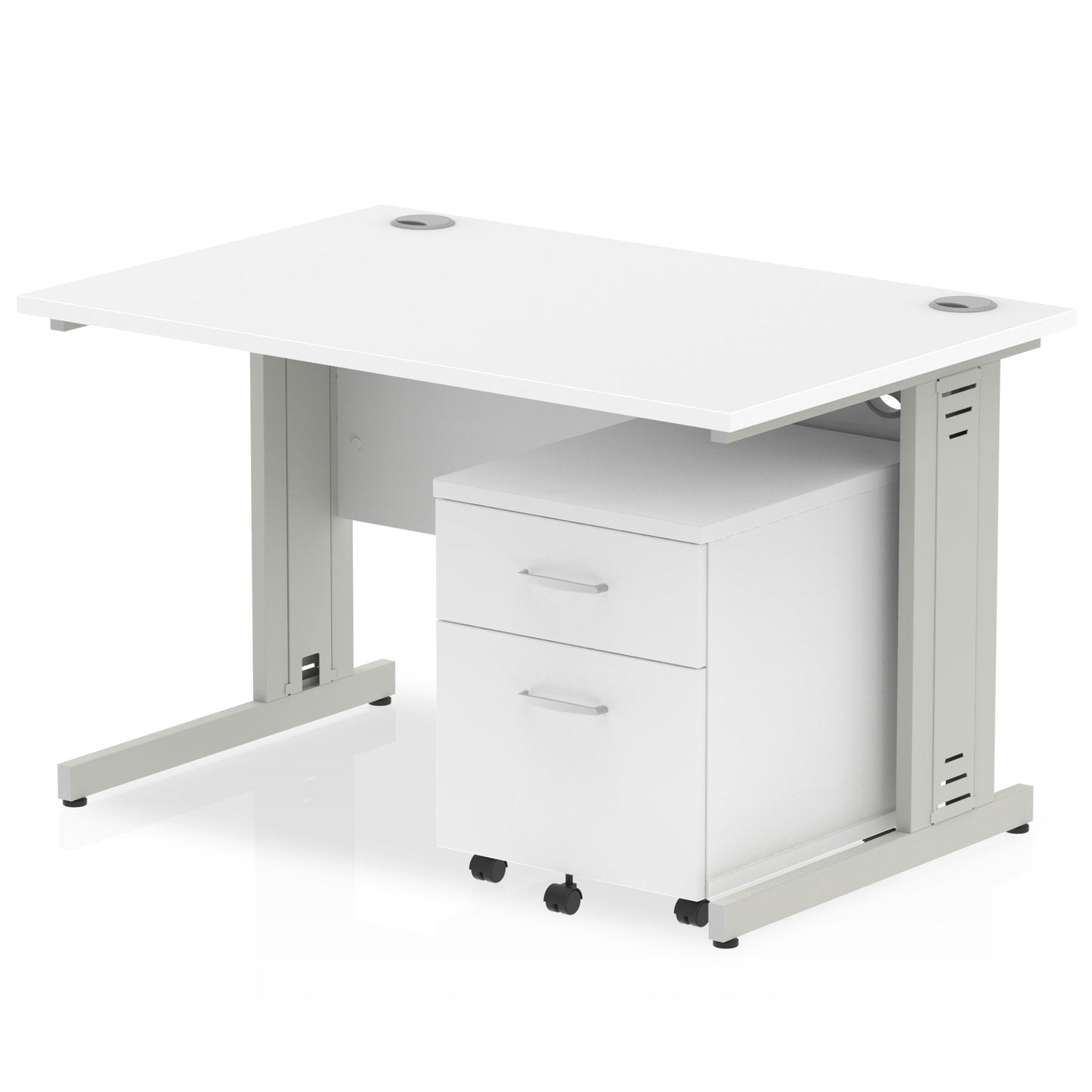 Impulse 1200mm Cable Managed Straight Desk With Mobile Pedestal