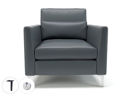 Roselle 90cm Wide Armchair in Cristina Marrone Ultima Faux Leather with Socket