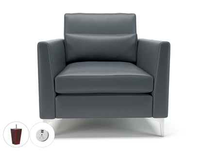 Roselle 90cm Wide Armchair in Cristina Marrone Ultima Faux Leather with Socket