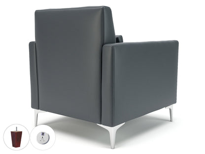 Roselle 90cm Wide Armchair in Cristina Marrone Ultima Faux Leather with Socket