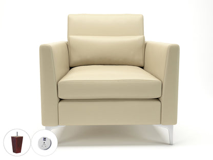 Roselle 90cm Wide Armchair in Cristina Marrone Ultima Faux Leather with Socket