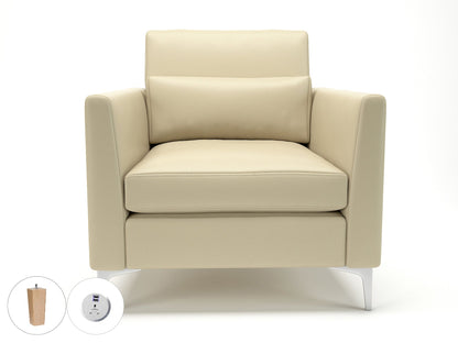 Roselle 90cm Wide Armchair in Cristina Marrone Ultima Faux Leather with Socket