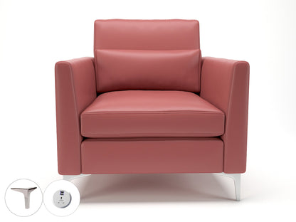 Roselle 90cm Wide Armchair in Cristina Marrone Ultima Faux Leather with Socket