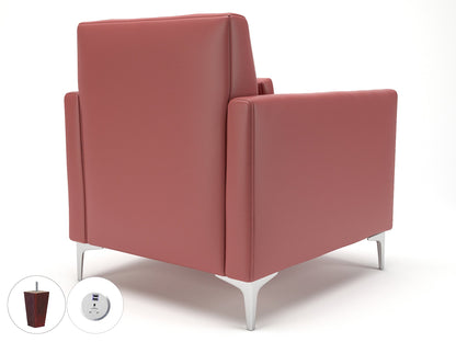 Roselle 90cm Wide Armchair in Cristina Marrone Ultima Faux Leather with Socket