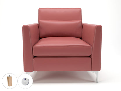 Roselle 90cm Wide Armchair in Cristina Marrone Ultima Faux Leather with Socket