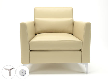 Roselle 90cm Wide Armchair in Cristina Marrone Ultima Faux Leather with Socket