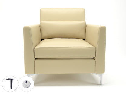 Roselle 90cm Wide Armchair in Cristina Marrone Ultima Faux Leather with Socket
