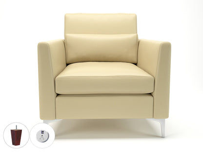 Roselle 90cm Wide Armchair in Cristina Marrone Ultima Faux Leather with Socket