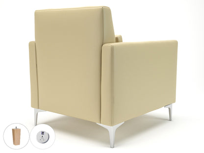 Roselle 90cm Wide Armchair in Cristina Marrone Ultima Faux Leather with Socket