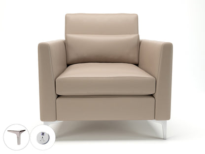 Roselle 90cm Wide Armchair in Cristina Marrone Ultima Faux Leather with Socket