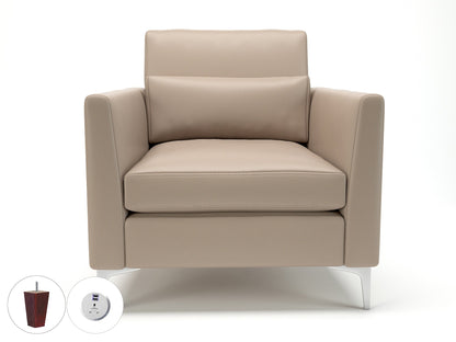 Roselle 90cm Wide Armchair in Cristina Marrone Ultima Faux Leather with Socket
