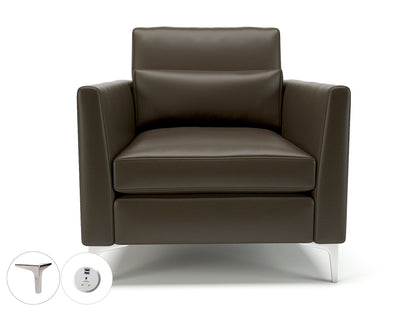 Roselle 90cm Wide Armchair in Cristina Marrone Ultima Faux Leather with Socket