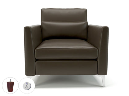 Roselle 90cm Wide Armchair in Cristina Marrone Ultima Faux Leather with Socket
