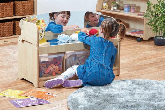 Millhouse Early Years Low Sensory Play Unit with 3 clear tubs and mirror surround