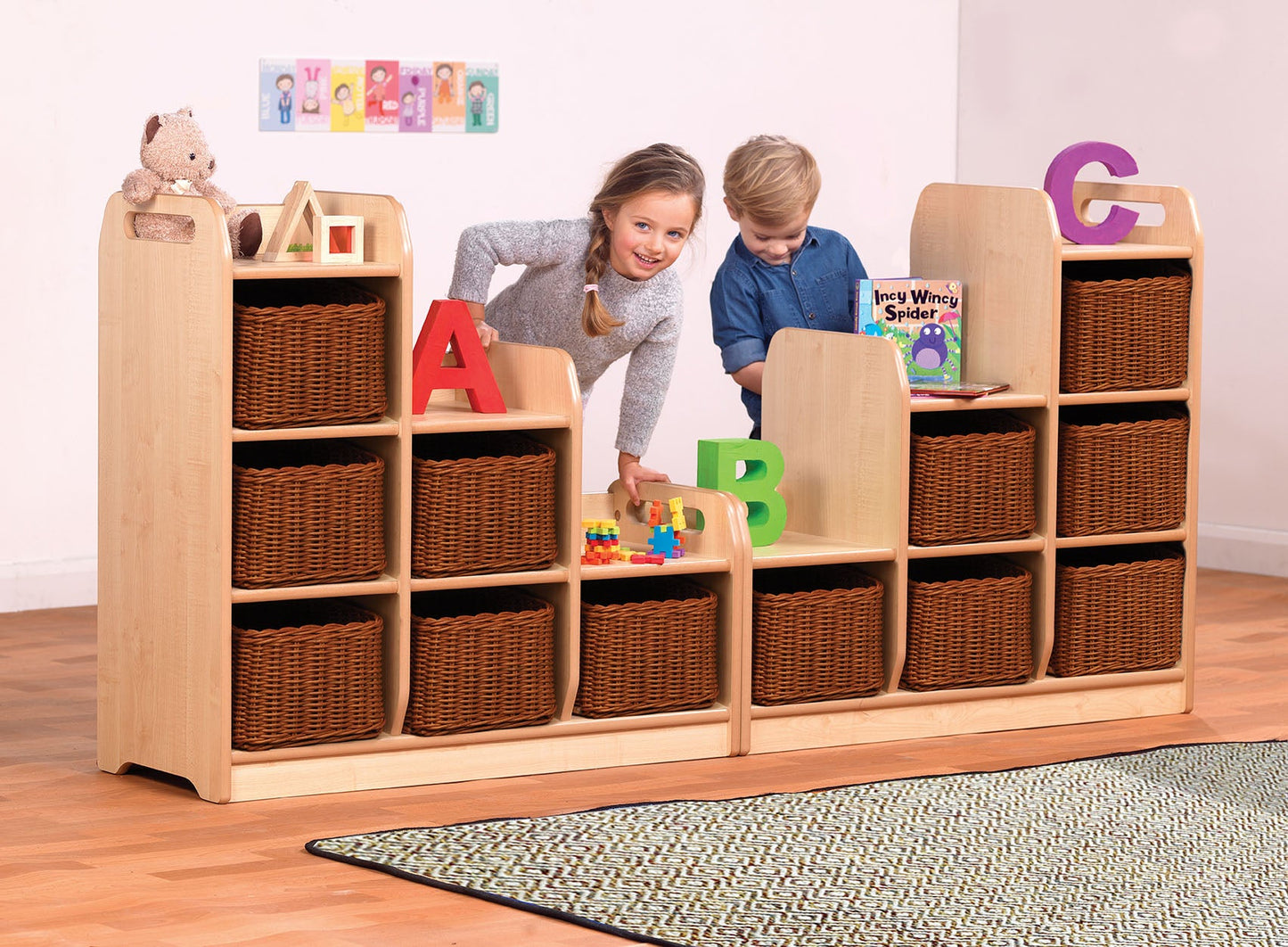 Millhouse Early Years Stepped Storage Right Hand with Baskets